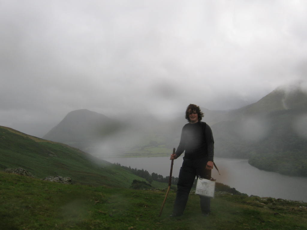 Richard in heavy rain lake district